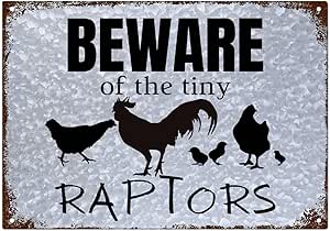 Amazon.com : BEWARE OF TINY RAPTORS Sign Vintage Funny Sign For Front ...