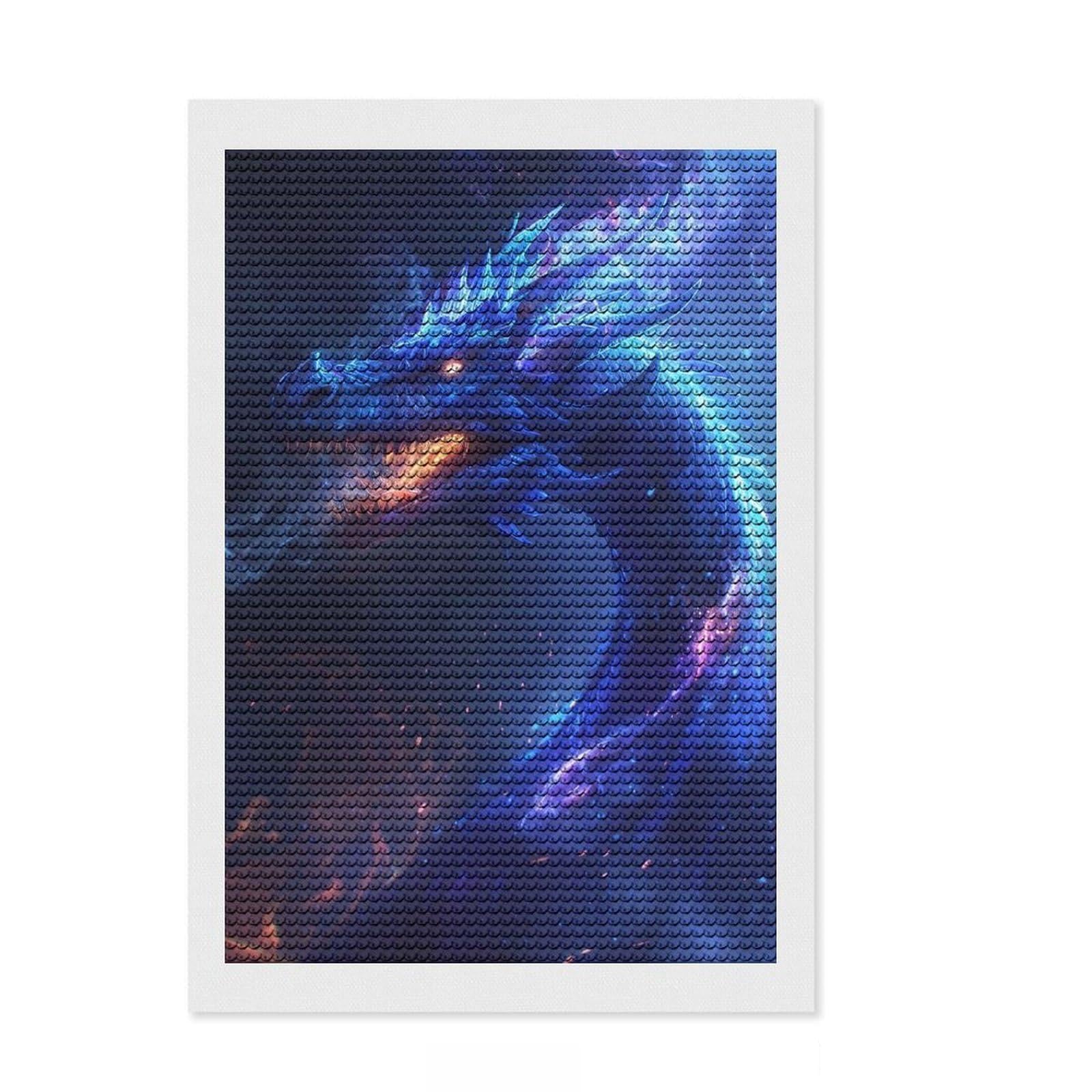 Junmoney Neon Dragon Art Diamond Painting Kit 8"x12", Winter Craft, Creative Hobby, Handmade Wall Decor, Home Wall Art, Cute Room Decor
