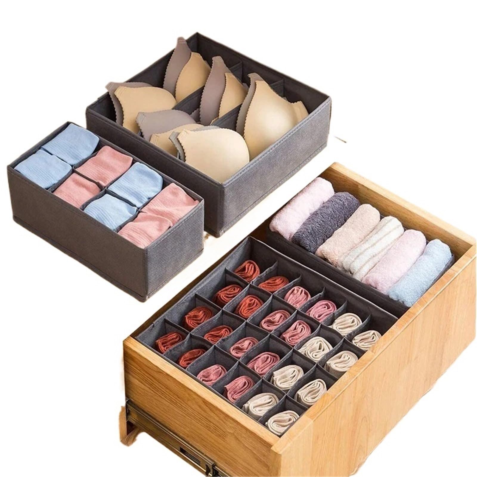 Organizzatore per cassetti della Biancheria Intima, Scatola Porta Calzini, Reggiseno Pieghevole
