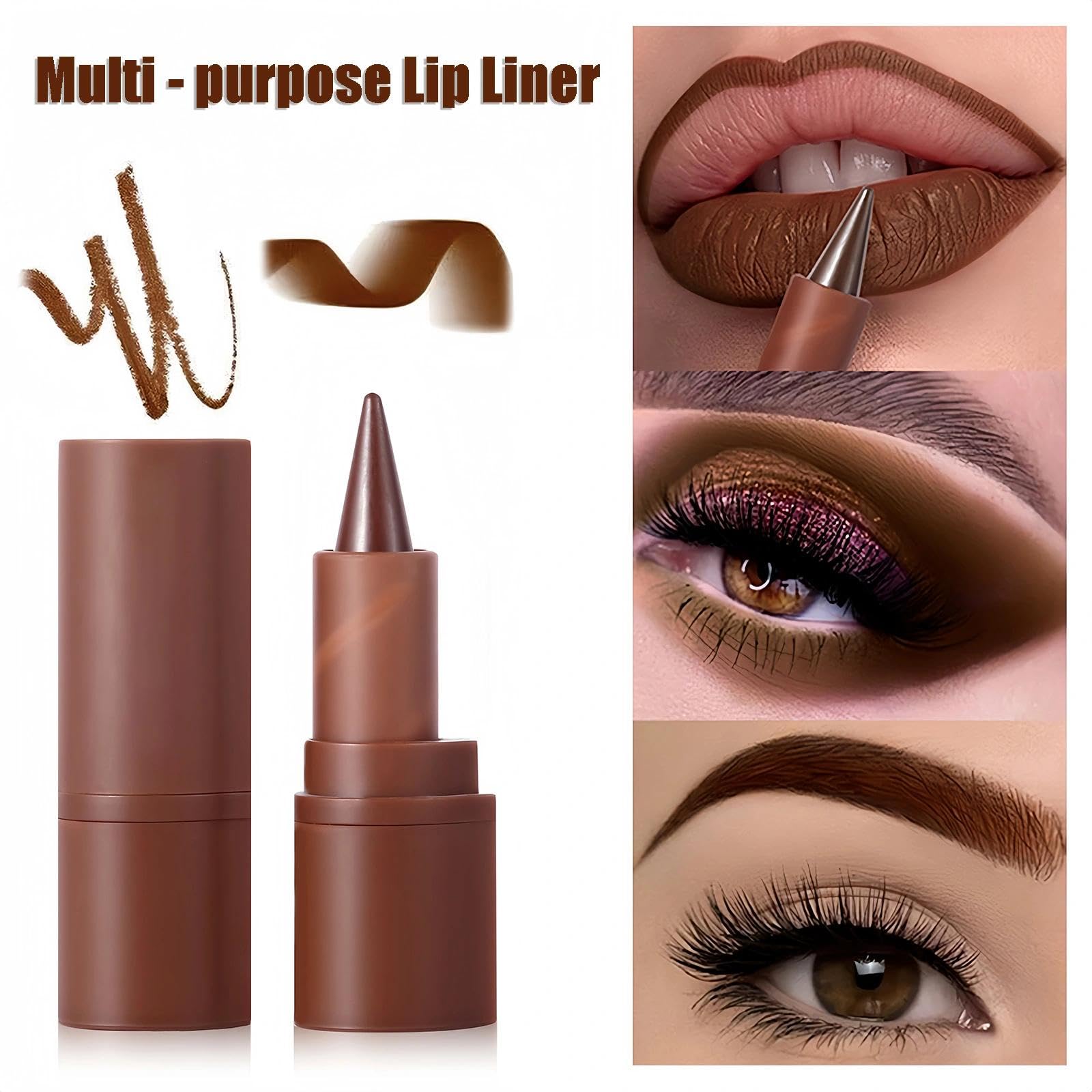 Lip Liner And Gloss Set,Dark Brown Plumping Lip Liner Stain& Moisturizing Butter Glossy Liquid Lipstick,Matte & High Shine Glossy - Image 3