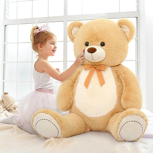 Miniatura 3 de MorisMos Oso de peluche gigante de 4 pies, oso de peluche grande de 51 pulgadas para baby shower, oso de peluche suave para novia de San Valentín,