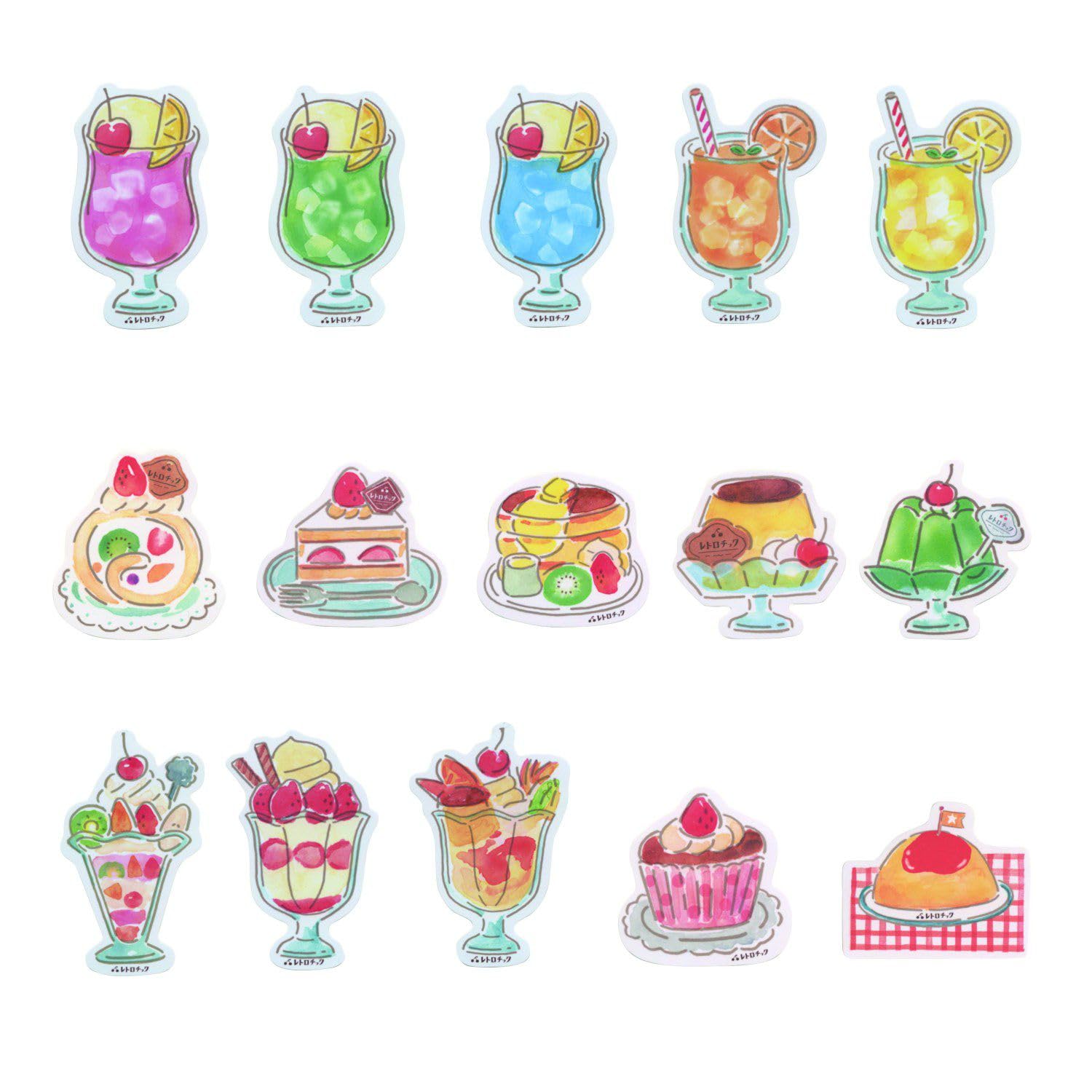 Amazon.co.jp: Retro Chic Sticker Cafe [Blue Cream Soda] Cute