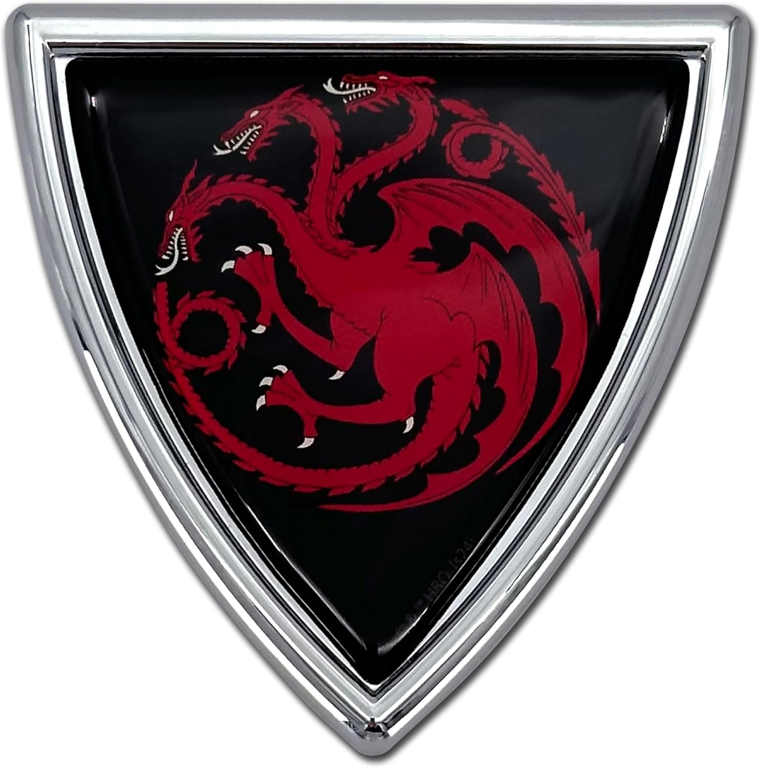 Elektroplate Officially Licensed Game of Thrones House Targaryen Sigil Shield All Metal Chrome Emblem for Cars, Trucks, and All Auto | Universal Fit at 3.0" x 2.9" | Weatherproof