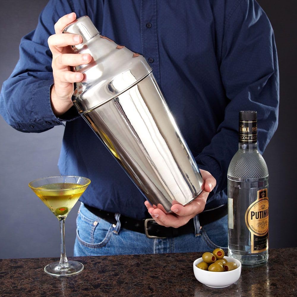 110oz Extremely Large Cocktail Shaker, Make 20+ Cocktails at Once, Stainless Steel Large Drink Mixer Shaker with Strainer, by Home Wet Bar