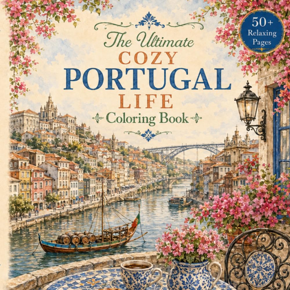 The Ultimate Cozy Portugal Life Coloring Book: Relaxing Scenes of Portuguese Villages, Azulejos, Cafés, Seaside Homes, Pastries and Slow Living for Adults and Teens