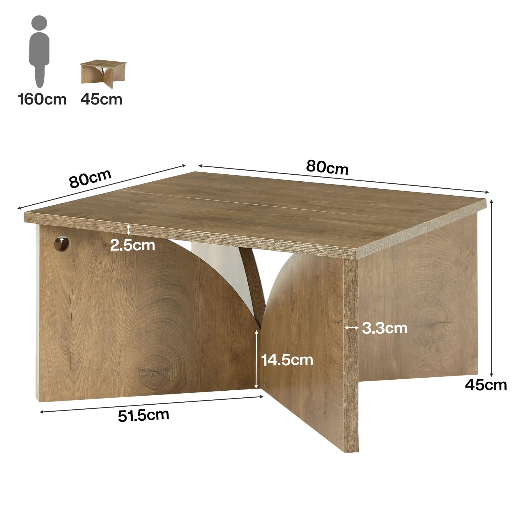Tribesigns Mesa de Centro Cuadrada de 80 cm – Mesa de salón rústica de Madera para salón y Oficina en casa, diseño Moderno en Color marrón