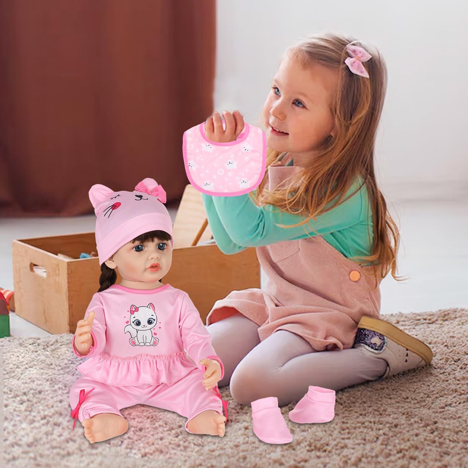 K.T. Fancy 6 Pcs 20-22 Inch Baby Doll Clothes and Accessories Includes A Set of 20 Inch Dolls Clothes Pants Scarf Hat and Socks