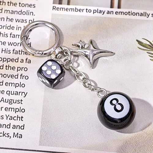 Miniatura 7 de Bag Charms for Handbags-8 Ball Dice Keychain Backpack Charm Purse Dice & Star Charms Women Girl