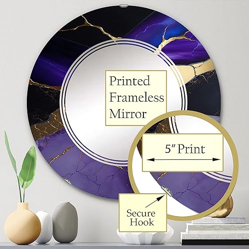 Miniatura 3 de Abstract Geode Purple II- Vanity Mirror, Bathroom Mirrors, Wall Mirrors for Living Room, Bedroom - Round Mirror - Large 24'x24', 32'x32'
