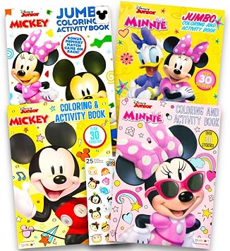 Disney Mickey Mouse Coloring Book Super Set with Stickers 4 Mickey Mouse Activity Books for Kids Toddlers