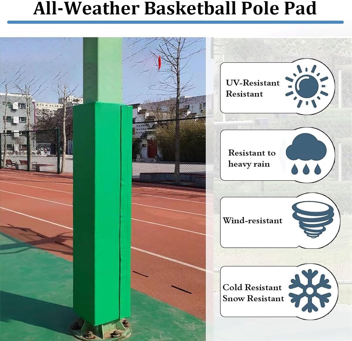 Heavy Duty Weatherproof Basketball Pole Pad, Durable Outdoor Protective Padding for Parks & Yards, Replacement Cushion for Basketball Hoops