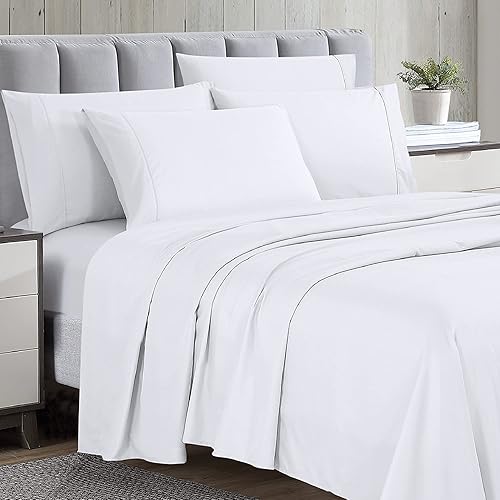 Miniatura 2 de Home Basics - Juego de sábanas de microfibra cepillada ultra suave de 6 piezas de 90 GSM, hipoalergénicas, tamaño California King, color blanco