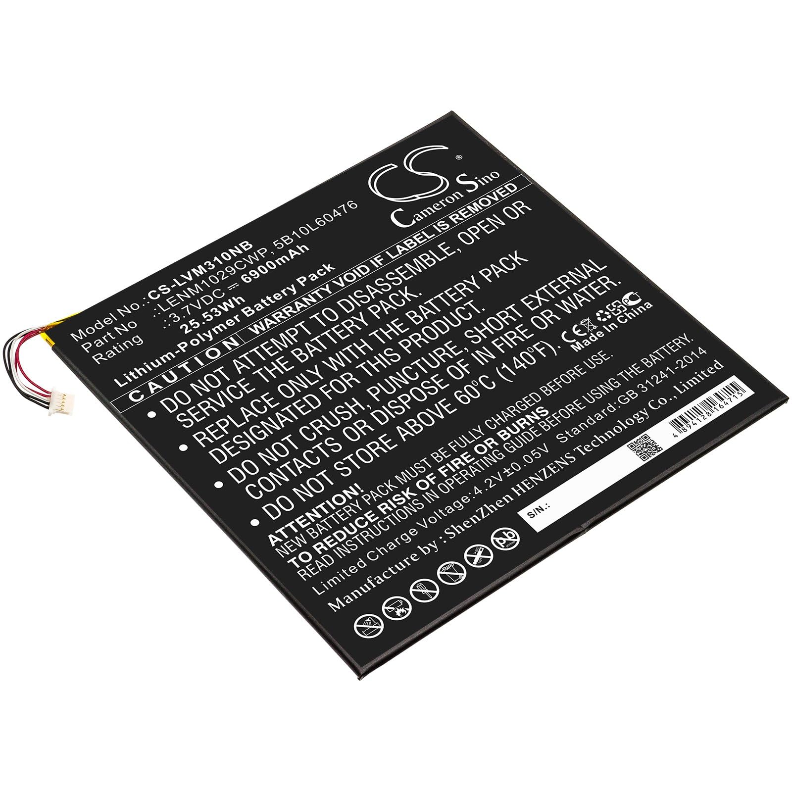 Eotdoo - Batteria di ricambio per LEN0V0 (6900 mAh) : 5B10L13923, 5B10L60476, LENM1029CWP, Tablet01
