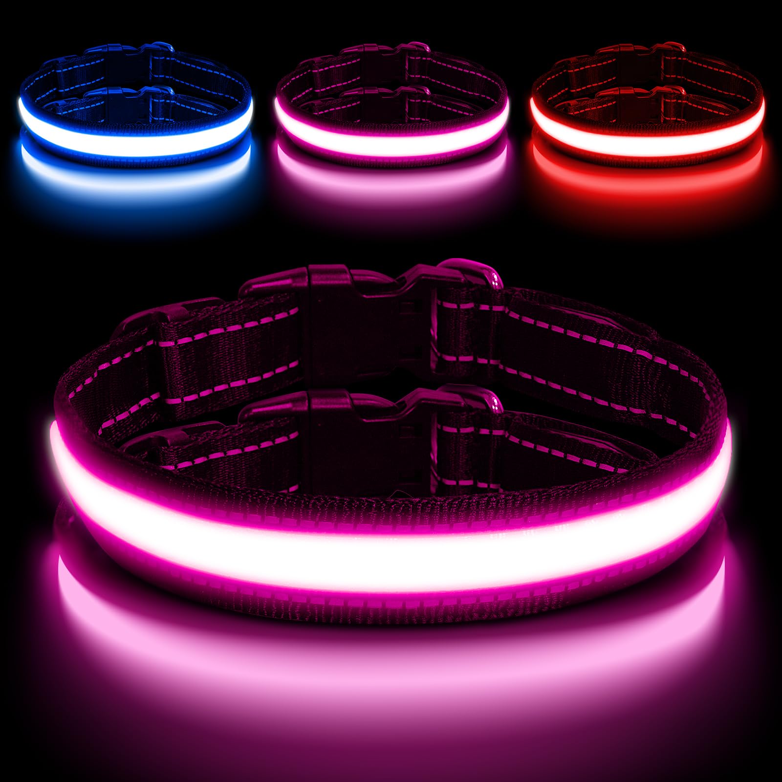 Collare Luminoso Per Cani Ricaricabile USB - LED Impermeabile Con 3 Modalità, Taglia M - Foto 7