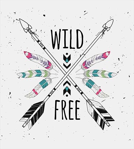 Miniatura 2 de Ambesonne Juego de funda de edredón tribal, flechas cruzadas con palabras de motivación salvajes y libres, ilustración primitiva, juego de ropa de