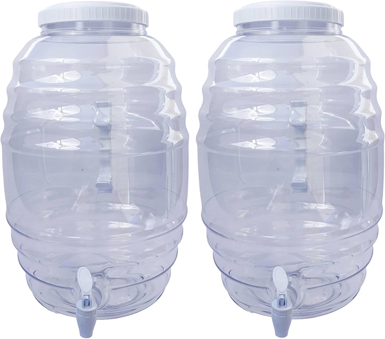 Champs 3 Gallon Clear Plastic Beverage Dispenser Jar with white Spout & Side Handle – Vitrolero Style Drink Container – Pack of 2