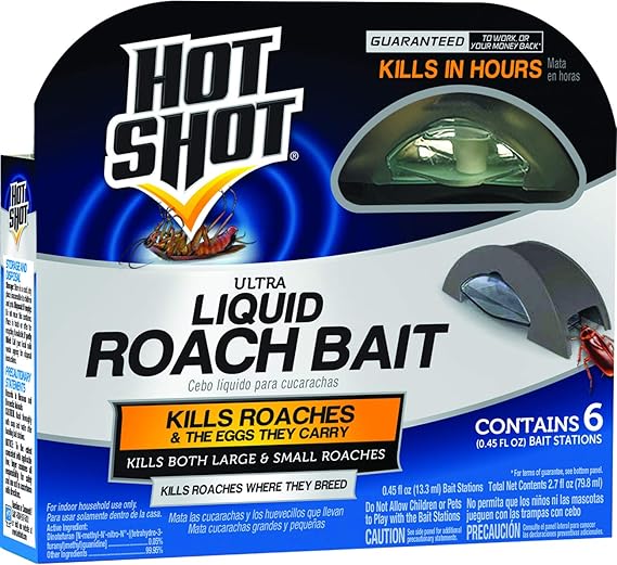Hot Shot Liquid Roach Bait, Roach Killer, 1 Pack, 6Count