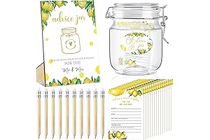 Lemon Bridal Shower Decor, 74 Pieces Lemon Wedding Decorations with Advice Cards and Wish Jars