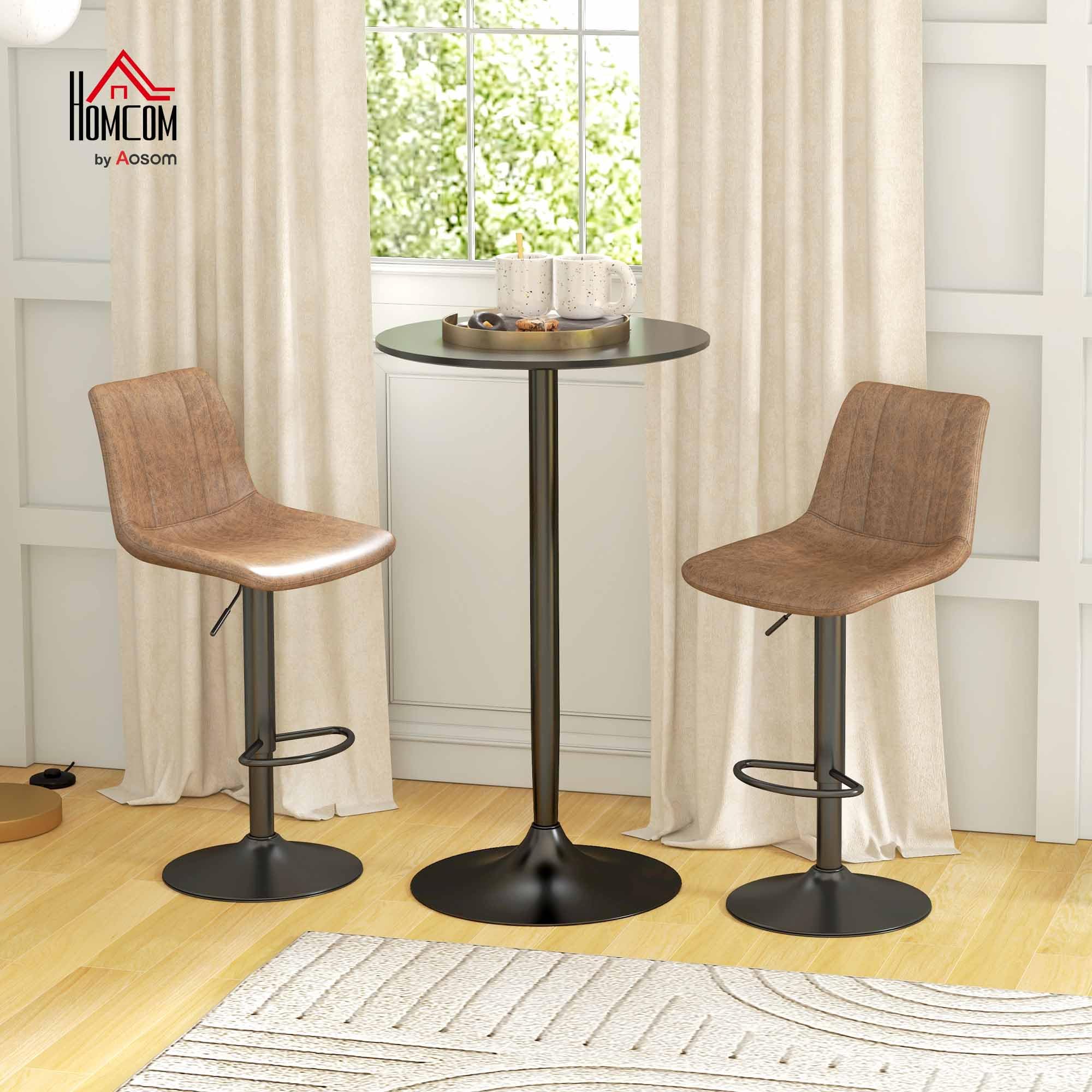 HOMCOM Mesa de Bar Redonda, Mesa de Comedor, Ø60x102 cm, con Encimera Laminada y Marco de Acero, para 2 Personas, Moderna, para Casa, Cocina, Negro