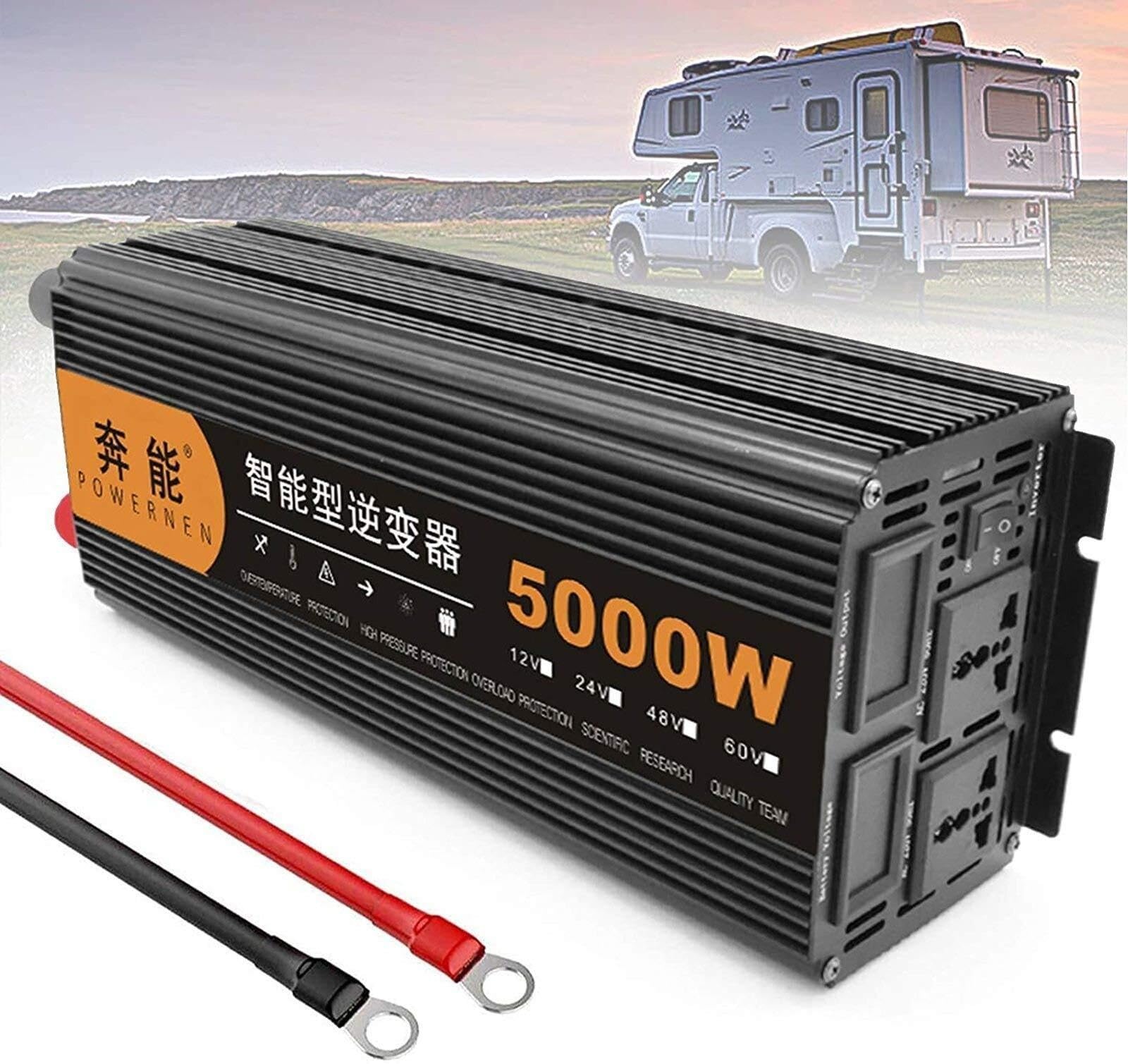 3200W / 4000W / 5000W / 6000W / 8000W / 9000W / 12000W / 15000W / Przetwornik napięcia, 12 V 24 V na AC 220 V/230 V Transformator z 2 gniazdami AC, do telefonów komórkowych i tabletów, namiotów
