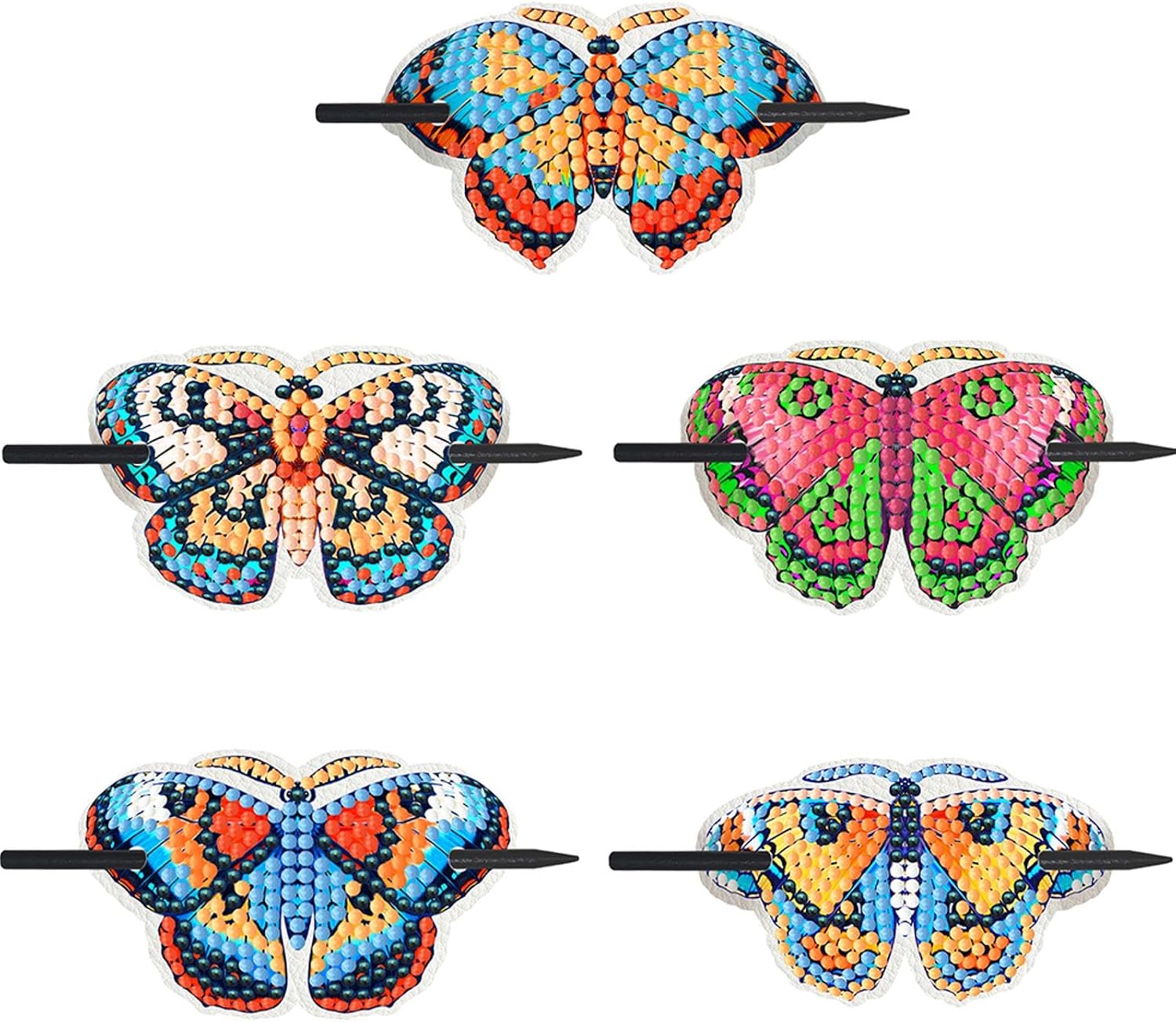 5pcs DIY Hair Clips Butterfly Shape Diamond Art Painting Kit (B) (FAZ202)