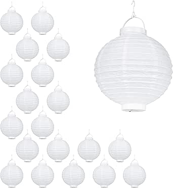 Teouuas Papierlampions 6er Set - Weiße Laternen 10/15/20cm | Für Hochzeit & Partydeko