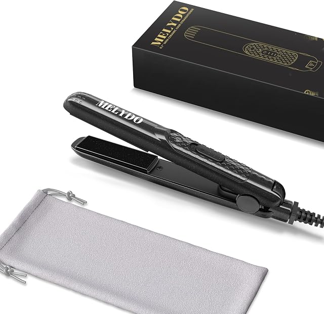 Mini Redresseur de cheveux 0.7" Fer plat de voyage portable pour cheveux courts, Bangs & Bâton - Plaques en céramique, double tension 100-240V, 60s Chauffe rapide, poudre résistante à la chaleur