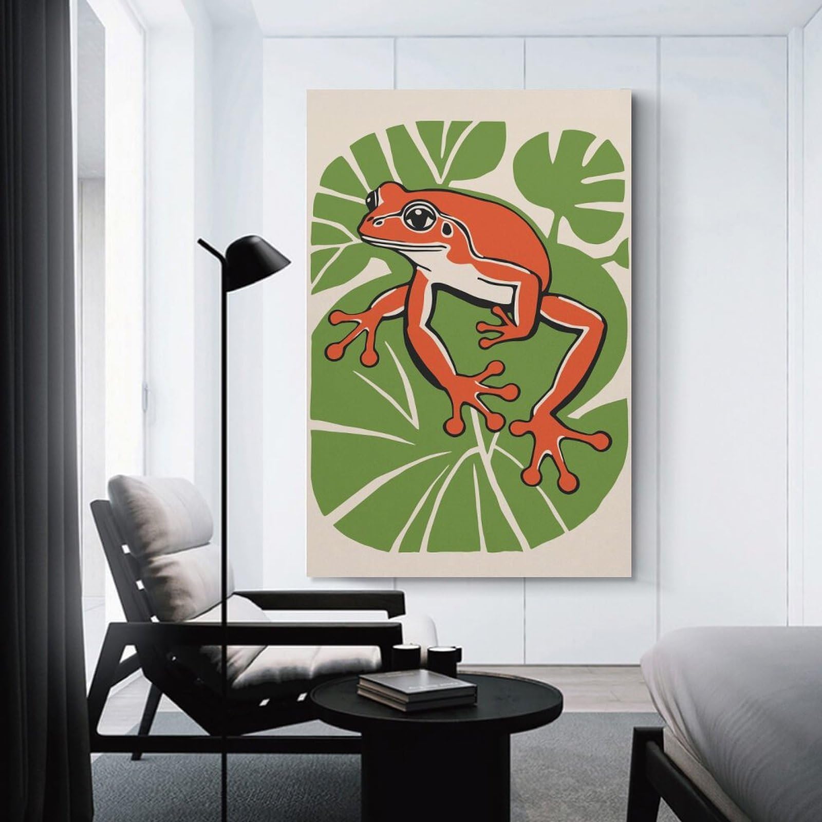 Junmoney Retro Red Frog Canvas Art Print, 12x18inch(30x45cm), for Home Walls, Creative Rooms Or Shared Spaces, Decorative Artwork with Broad Appeal