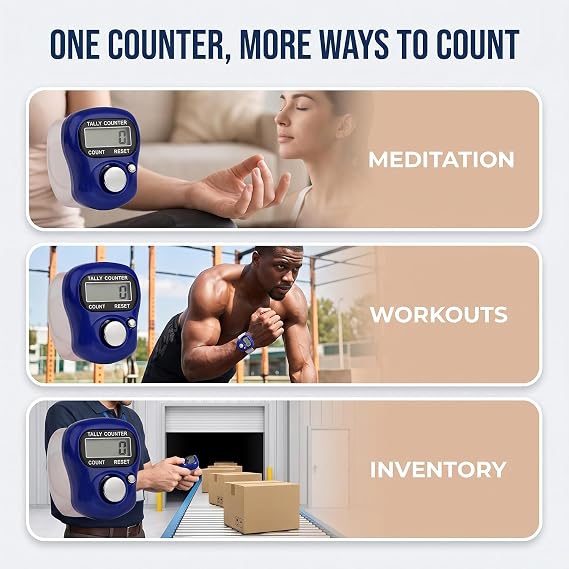 Blue Electronic Finger Counter, Handheld LED Digital Row Counter with Ring for Golf, Hand Tally Counter for Hair Care Users, Unisex, 1 Count