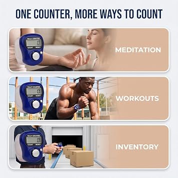 Blue Electronic Finger Counter, Handheld LED Digital Row Counter with Ring for Golf, Hand Tally Counter for Hair Care Users, Unisex, 1 Count