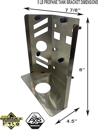 Miniatura 3 de Soporte de tanque de propano de acero inoxidable para botella de propano de gas LP de 5 libras para vehículos terrestres, RV y Marine Overland Axis