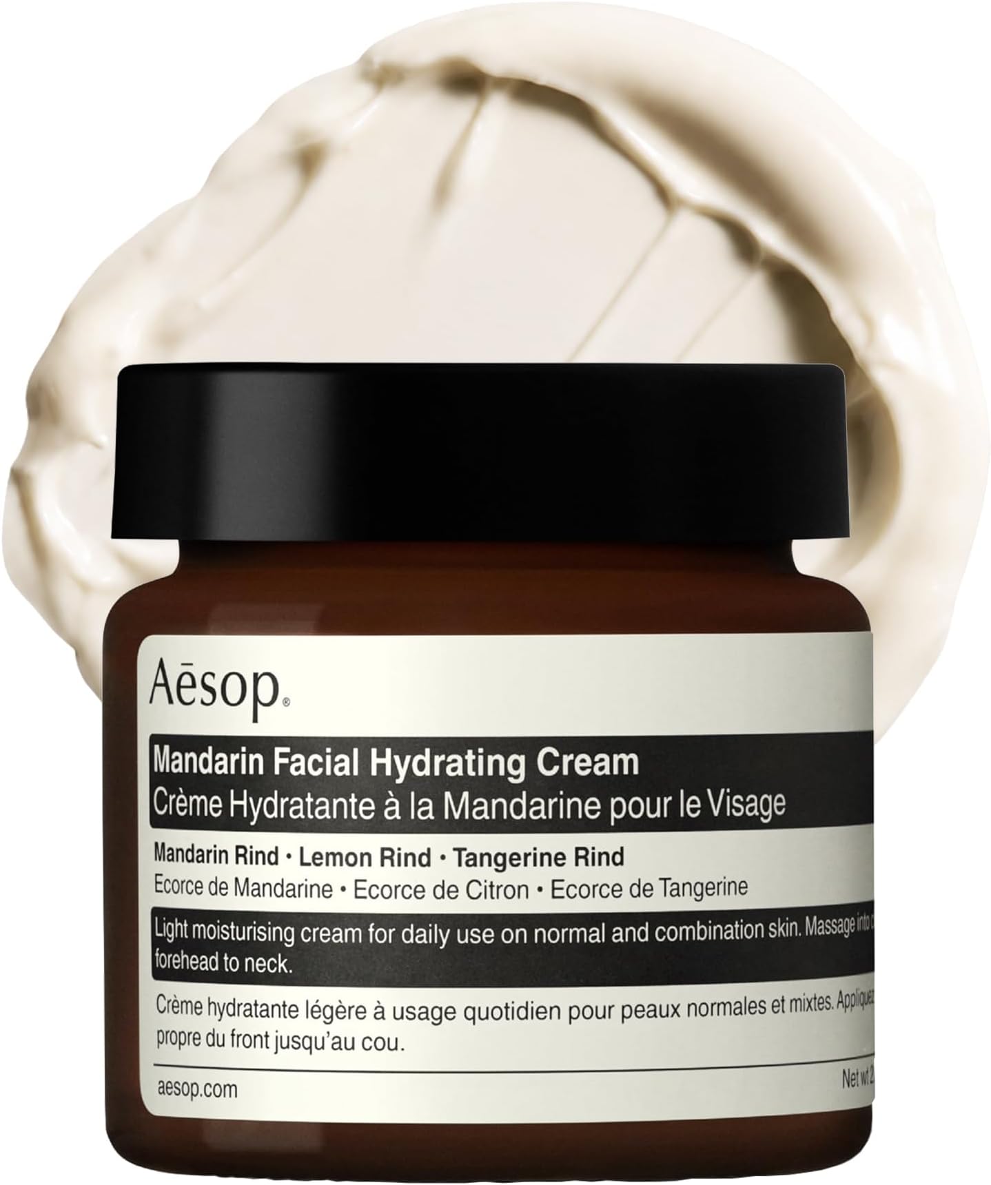 Aesop Mandarin Facial Hydrating Cream | Cools, Tones, and Balances Normal And Combination Skin | Mandarin Rind, Lemon Rind, Tangerine Rind | 2.1 oz / 60 mL