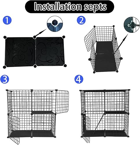 Miniatura 10 de MUYG Jaula de metal de 2 niveles para gatos, jaulas desmontables para gatos, corralito portátil extraíble plegable para gatos pequeños y medianos