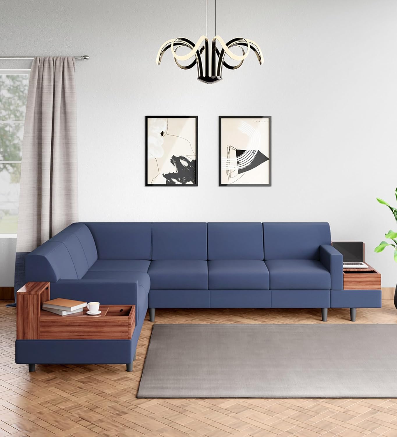 GODREJ INTERIO Arcade L Shape 5 Seater LH Sofa Fabric, Denim Color Amazon.in Home & Kitchen