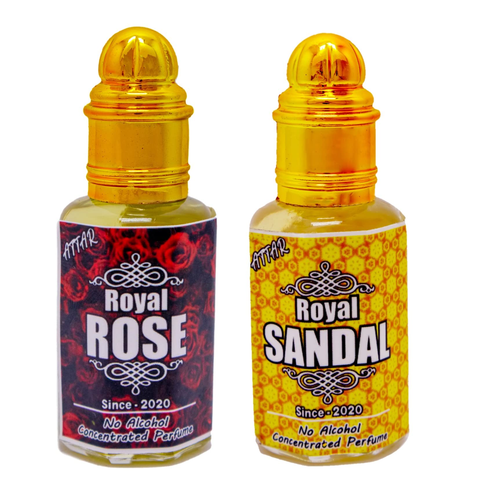 Attar Combo 2 In 1 (Royal Rose, Royal Sandal Chandan )Real,Natural 100% Alcohol Free Attar 24 Hours Long Lasting Attar