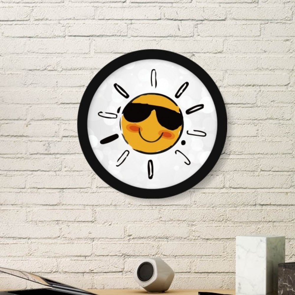Cadre photo bois rond noir de haute qualité avec peinture artistique illustration soleil