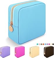Vista 49 de Iqimott Bolsa Grande de Maquillaje de Nylon, Estuche de Viaje Preppy, Bolsa Grande de Cosméticos de Nylon, Organizador de Maquillaje, Bolsa de Rosa