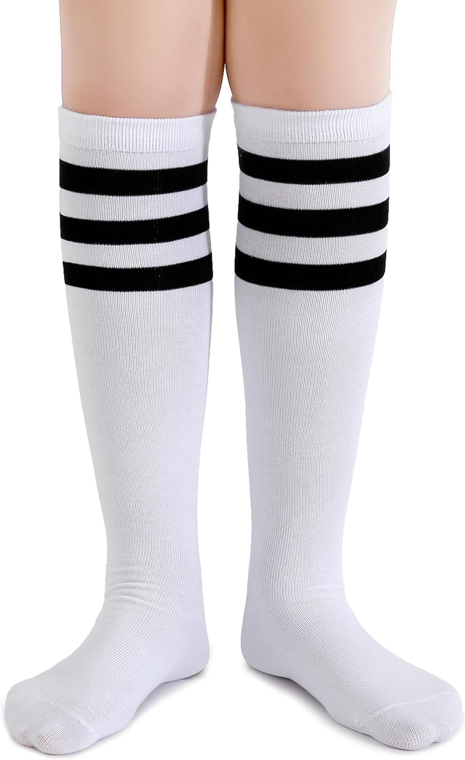 Henwarry Boys Girls Knee High Tube Socks Classical Stripes Cotton Soft Over the Calf Kids Tube Socks