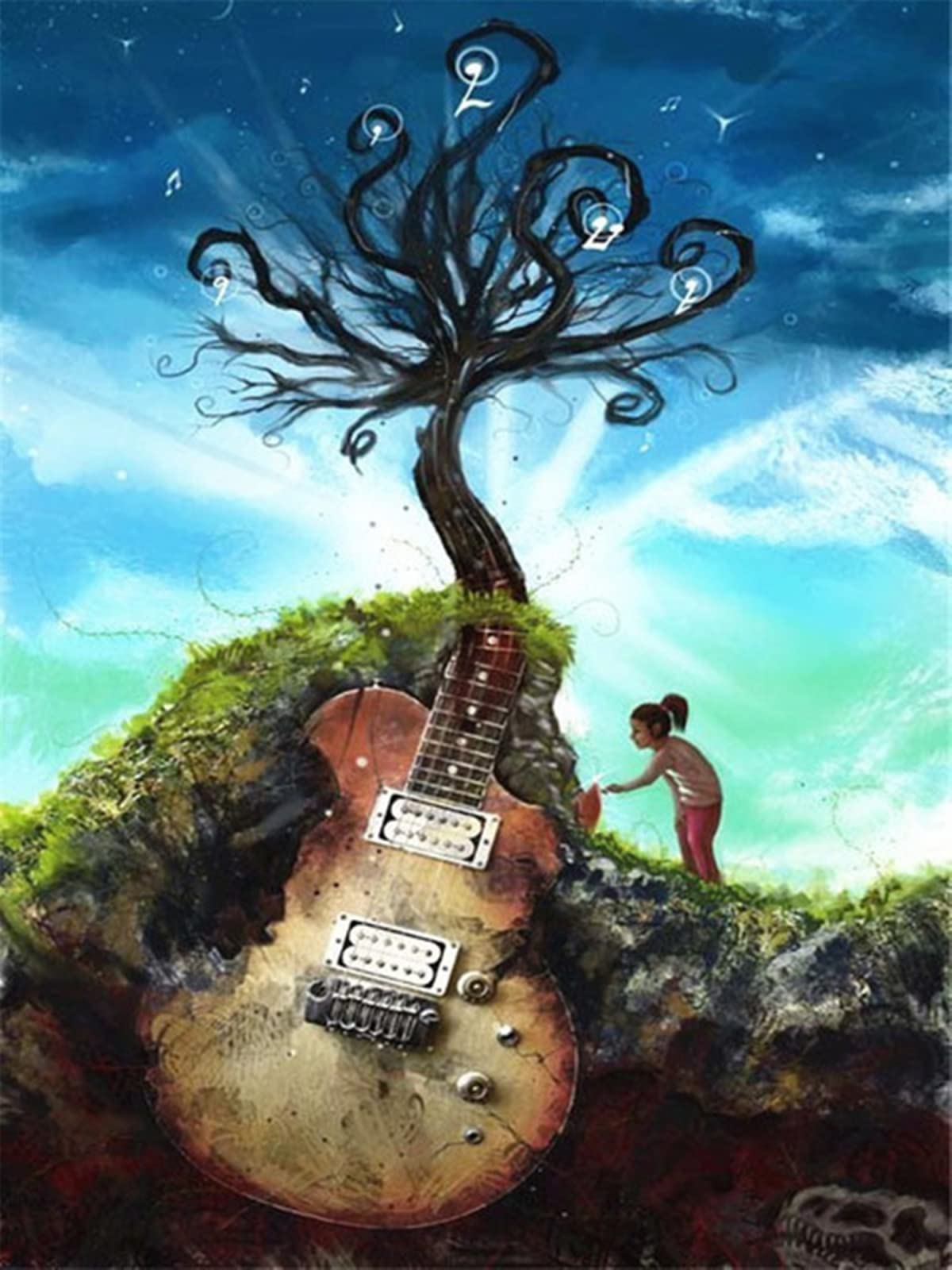 Puzzle géant en bois animal et guitare pour décoration murale salon