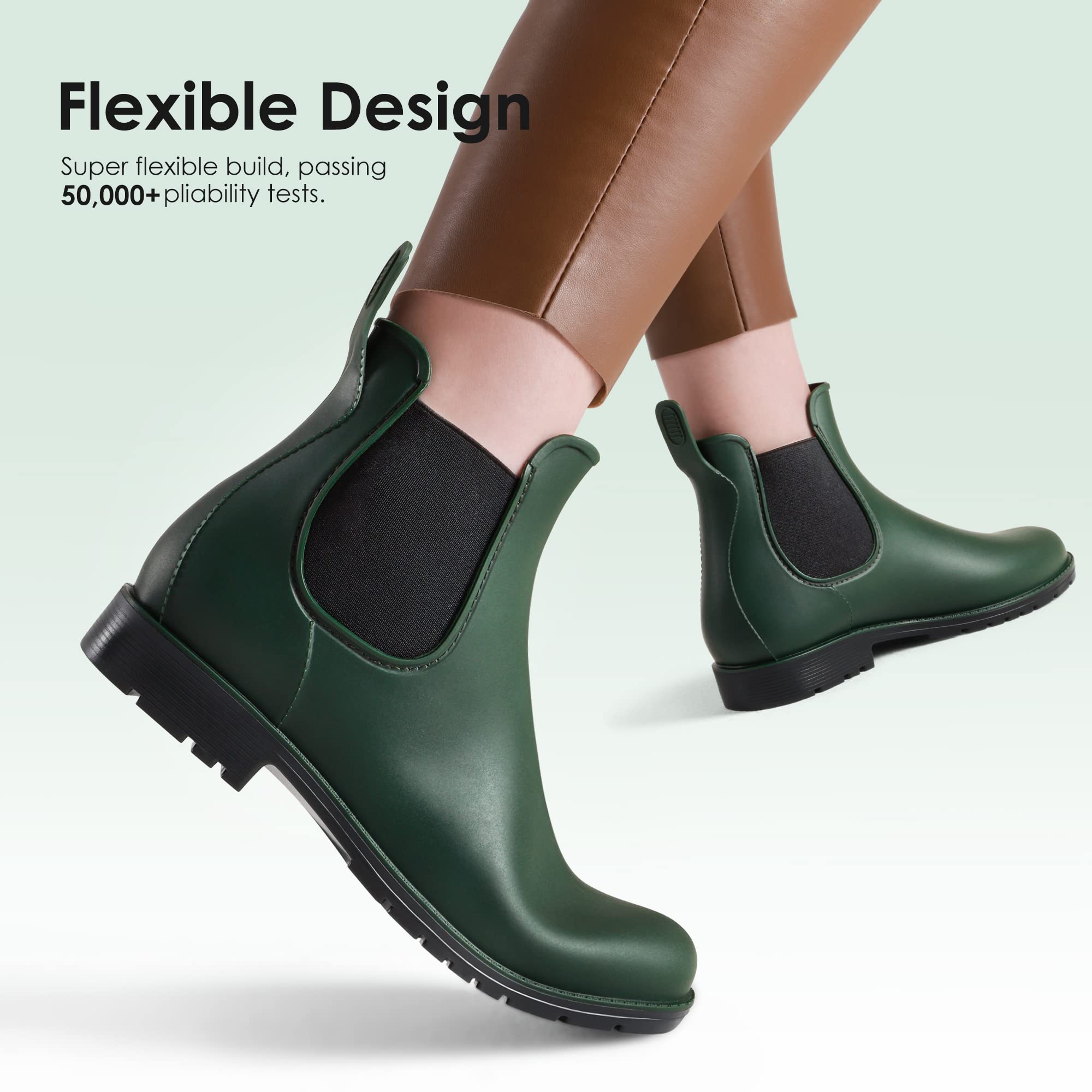 DREAM PAIRS Stivali da Pioggia Donna Chelsea Wellington Rain Boots Impermeabili Stivaletti Elastico Outdoor Ankle Boot