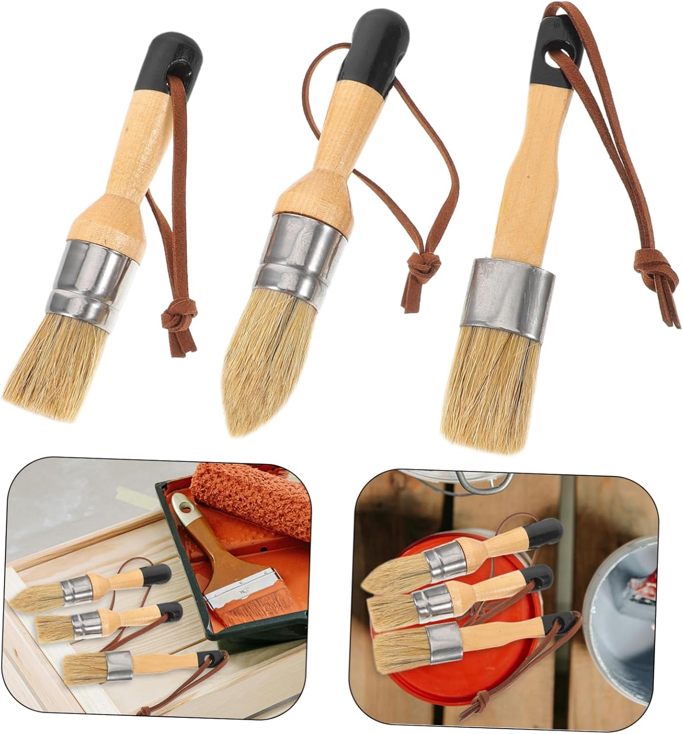 NUOBESTY 15pcs Ergonomic Paint Brushes for Home Decor Multi-Function Wear-Resistant Art Brushes for Projects Easy to Clean and for Furniture Painting
