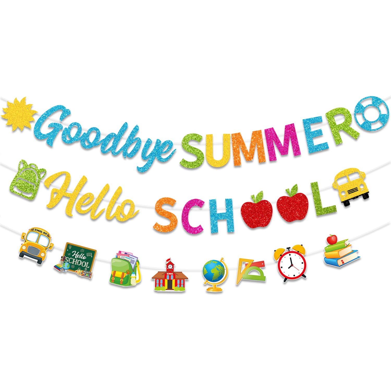 BZBAIS „So Long School Hello Summer“ Banner – 185x110 Cm, Sommer-Partydekoration, Mit Aufhängebändern