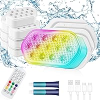 Vista 10 de Luces para piscina, luces LED sumergibles recargables con control remoto, luces subacuáticas impermeables recargables IP68, luces para piscina que