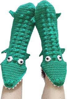 Funny Socks Knitted Socks Dragon Crocodile Animal Socks Thick Knit Warm Floor Socks Whimsical Alligator Knitting Cuff Winter Warm Socks Thick Knit