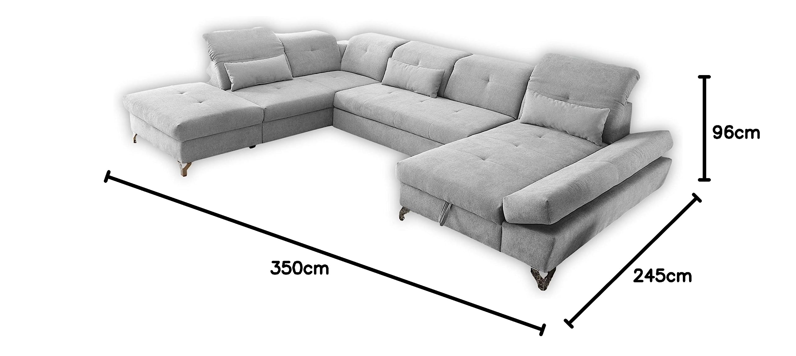 Stella Trading Melfi OTM.2F.RecBK Corner, Microvelour, Uran 01 silve, 350 x 73(96) x 245