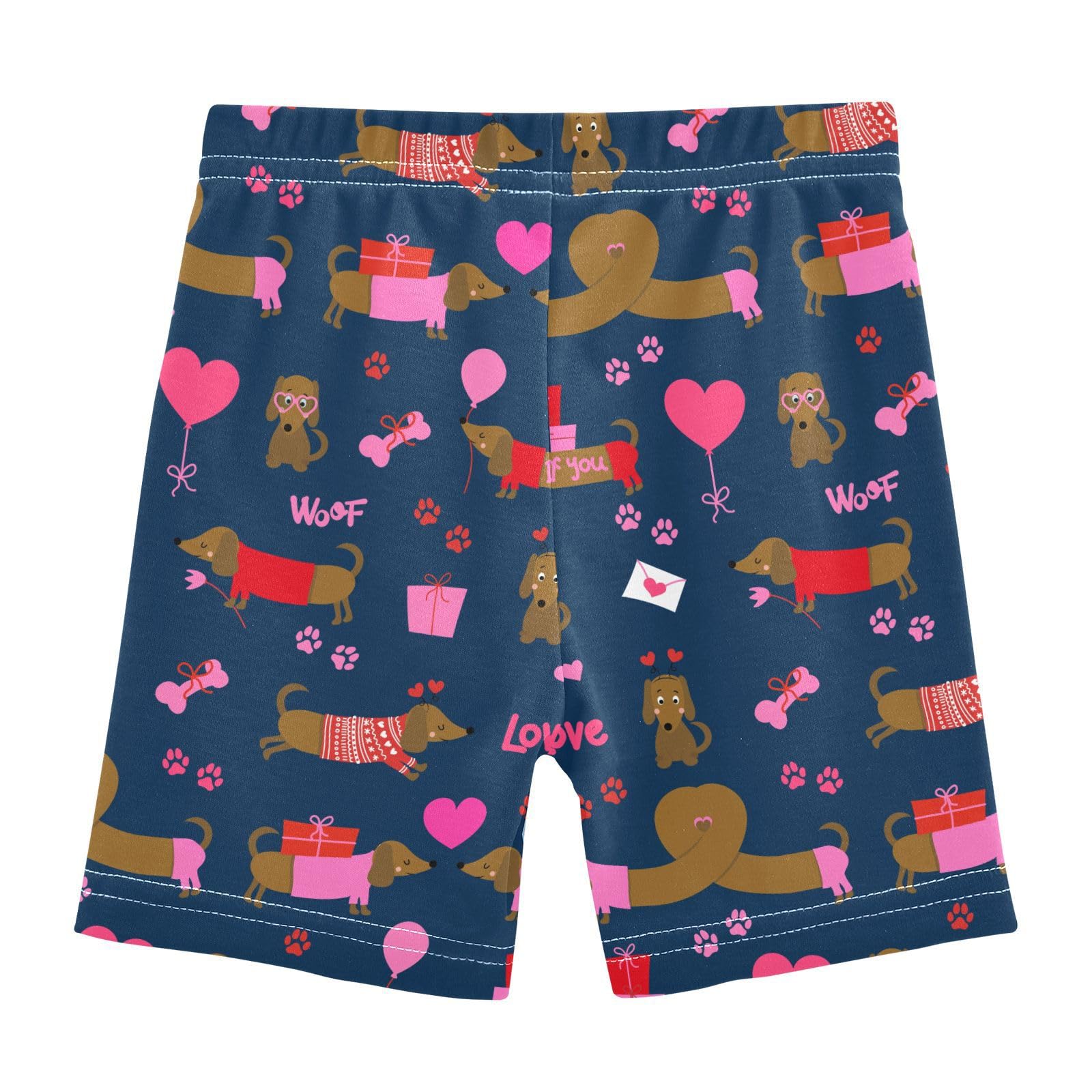 JHKKU Girls Dachshunds Heart Shorts Cotton Cartwheel Bike Kids Biker Under Dress Dance Short Girl Clothes 10Y