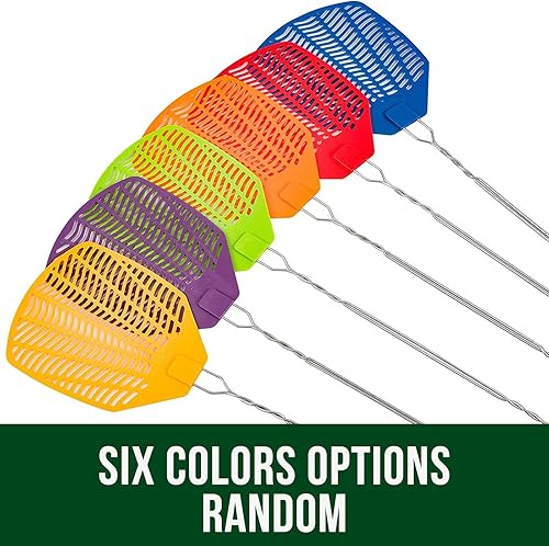 Miniatura 9 de Garsum Paquete de 6 matamoscas de plástico fuerte, mango largo duradero, matamoscas a granel, insectos, matamoscas que funcionan para interiores y