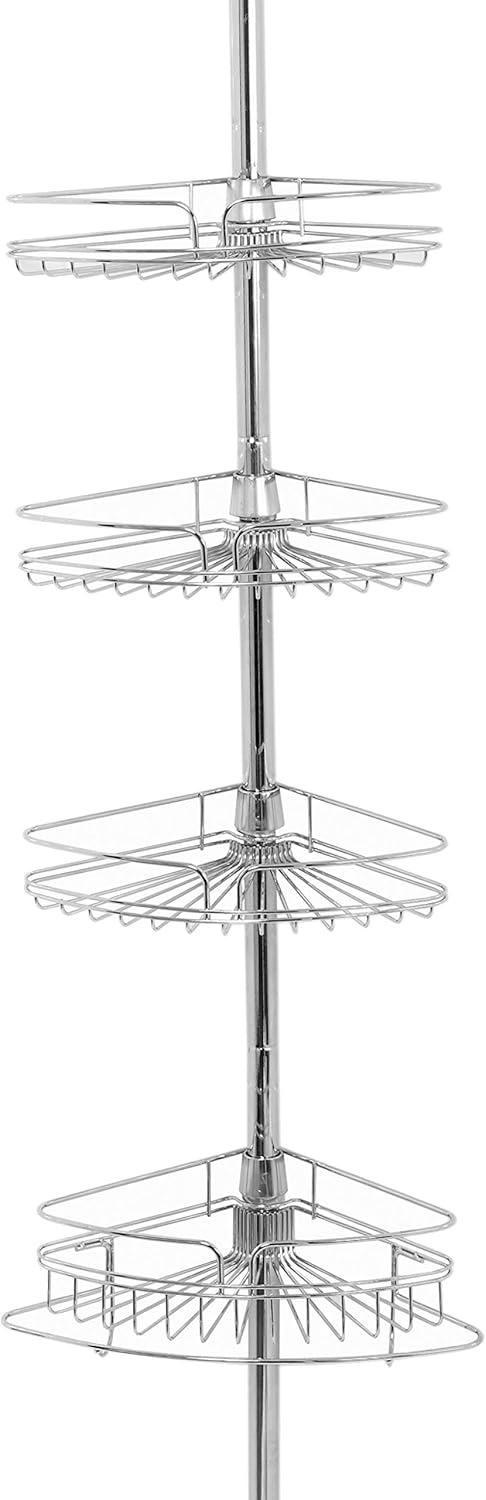 Zenna Home Tension Corner Pole Caddy, Chrome