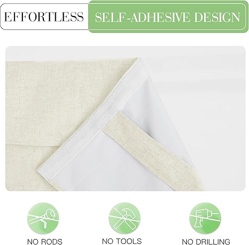 Miniatura 6 de KGORGE Cortinas de puerta 100% opacas con luz lateral de 69 pulgadas de largo para puerta de vidrio, persianas de lino mezclado para puerta