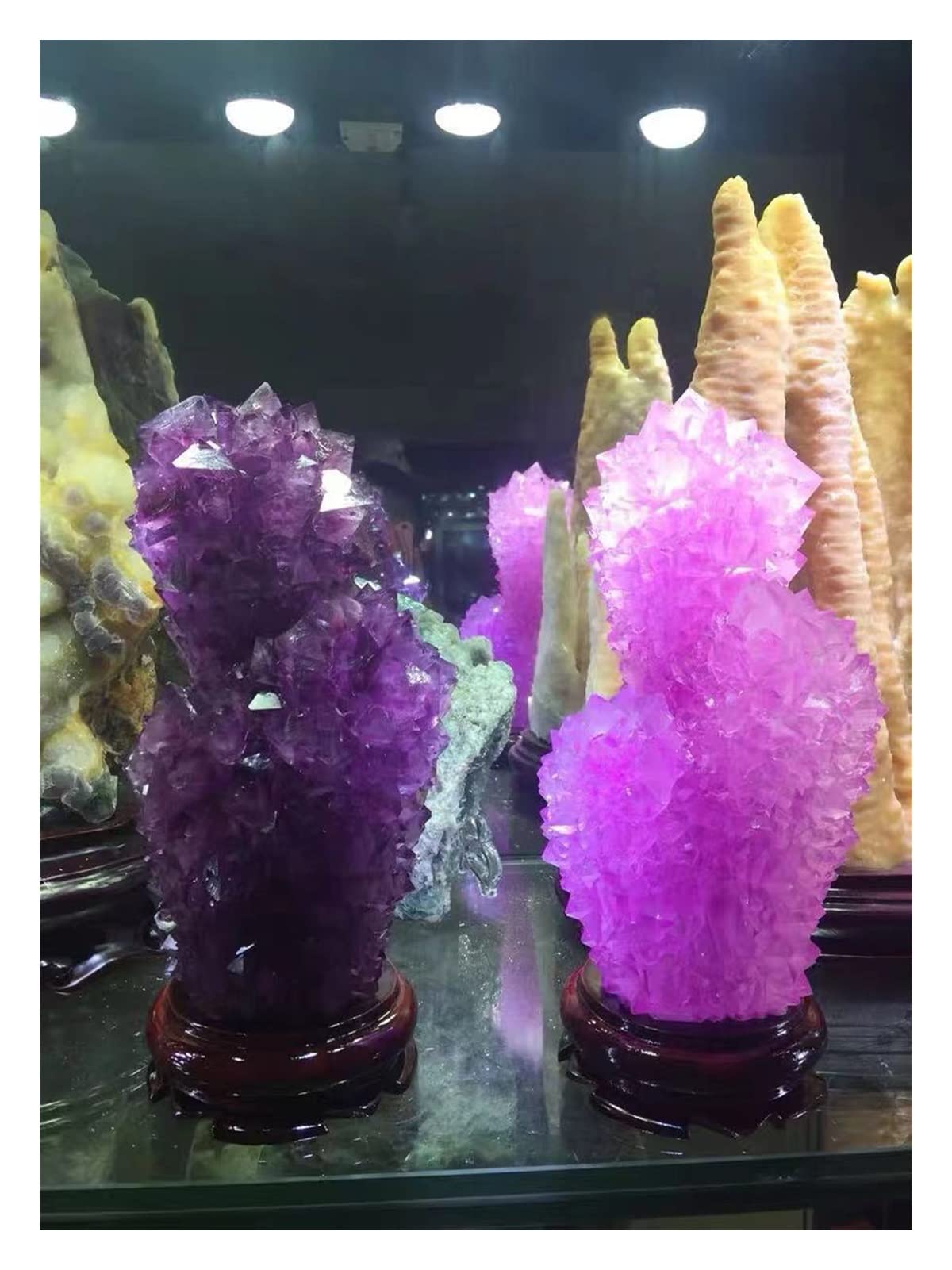 Lleno de Textura Bonito racimo Puntiagudo de alumbre púrpura Cristal Gigante fengshui Piedra Home Deco (Color : Rosa, Size : One Size)